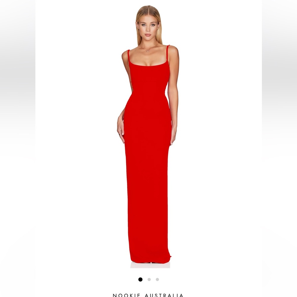 Nookie Red Fitted Maxi Dress Size Small